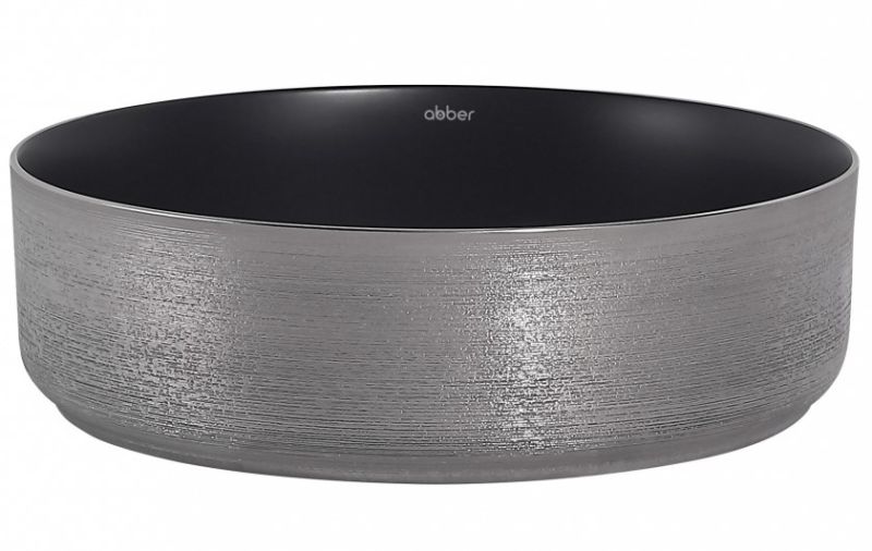 Раковина ABBER Bequem AC2109BS 40см серебро/чёрный матовый