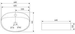 Раковина ABBER Bequem AC2112 64см белый