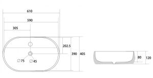 Раковина ABBER Bequem AC2113 61см белый