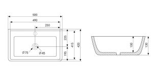 Раковина ABBER Rechteck AC2203MSB 50см синий матовый