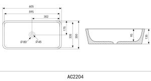 Раковина ABBER Rechteck 60см белый AC2204