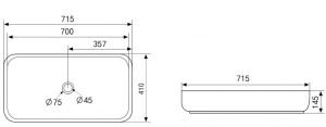 Раковина ABBER Rechteck AC2210 71см белый
