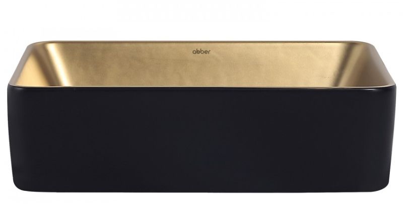 Раковина ABBER Rechteck AC2212BG 49см чёрный/золото матовое