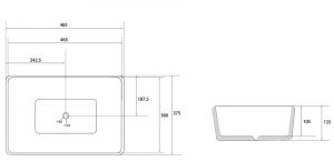 Раковина ABBER Rechteck AC2212BG 49см чёрный/золото матовое