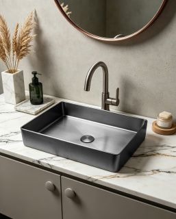 Раковина накладная ABBER Wasser Kreis AF2400GM 51 см оружейная сталь