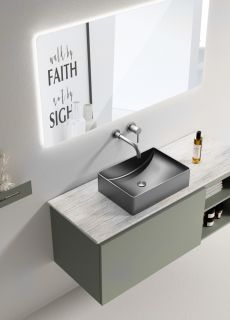 Раковина накладная ABBER Wasser Kreis AF2403GM 49 см оружейная сталь