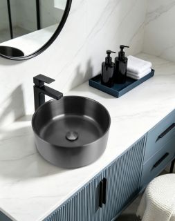 Раковина накладная ABBER Wasser Kreis AF2407GM 39 см оружейная сталь