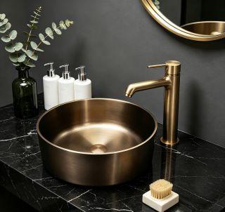 Раковина накладная ABBER Wasser Kreis AF2407MRG 39 см розовое золото матовое