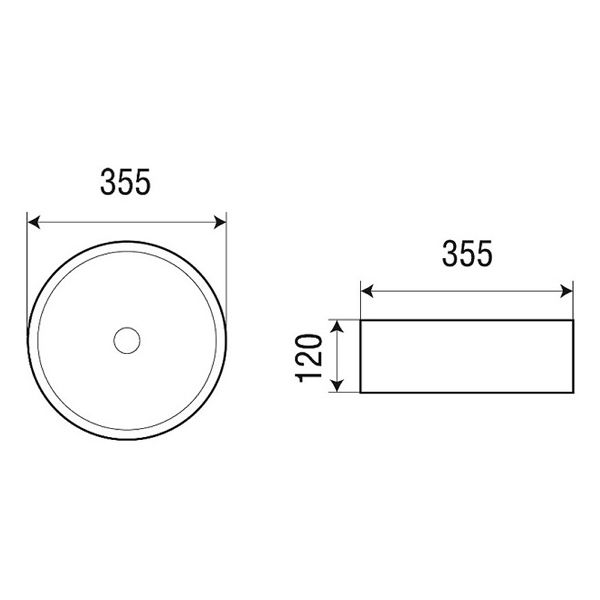 Раковина накладная Azario 35.5х35.5х12 фаянс, цвет Серый матовый (AZ3134MFG)