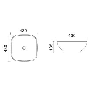 Раковина накладная Azario 43х43х13.5 фаянс (AZ41288) Раковина накладная Azario 43х43х13.5 фаянс (AZ41288)