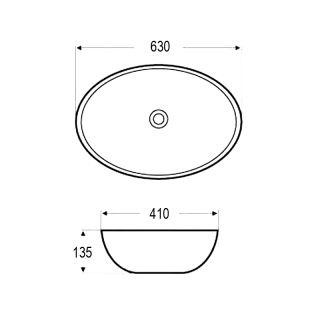 Раковина накладная Azario 63х41х13.5 фаянс (AZ3077SP) Раковина накладная Azario 63х41х13.5 фаянс (AZ3077SP)