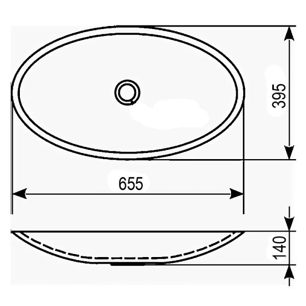Раковина накладная Azario 65.5х39.5х14 фаянс (AZ40148)