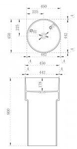 Напольная раковина ABBER Kristall 45x90см чёрный AT2701Onyx