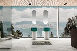 Напольная раковина ABBER Kristall AT2701White-Aquamarin 45см белый/бирюзовый