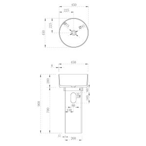 Напольная раковина ABBER Kristall AT2702Aquamarin-H 45см бирюзовый