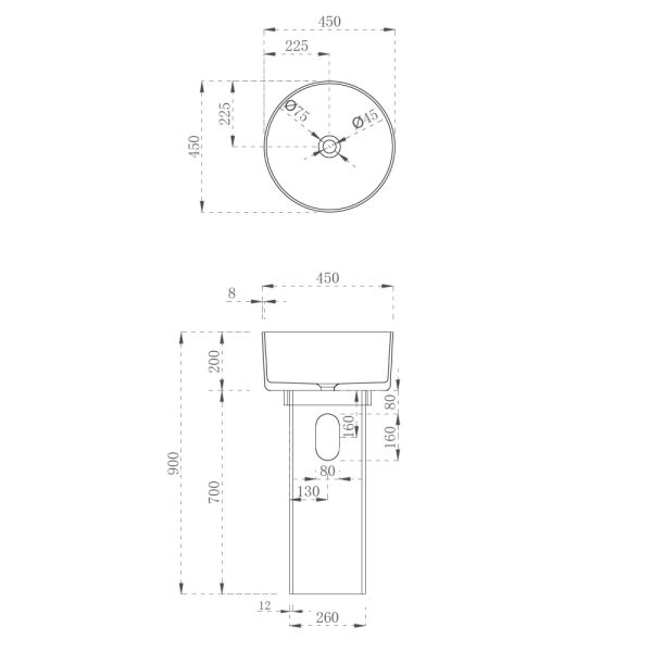 Напольная раковина ABBER Kristall AT2702Aquamarin-H 45см бирюзовый