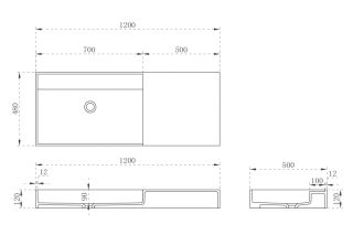 Подвесная раковина ABBER Stein AS2628 120см белый матовый
