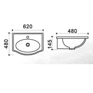 Раковина подвесная Azario 62х48х14.5 фаянс, цвет Белый (AZ405A) Раковина подвесная Azario 62х48х14.5 фаянс, цвет Белый (AZ405A)
