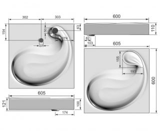 Раковина подвесная Azario SOFT 60.7х60х11 Белый (CS00078299) Раковина подвесная Azario SOFT 60.7х60х11 Белый (CS00078299)