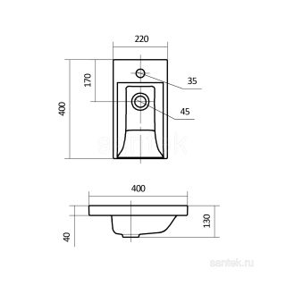 Прямоугольная раковина Santek Миранда 40 1WH302500 Прямоугольная раковина Santek Миранда 40 1WH302500