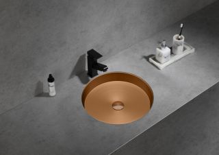 Раковина встраиваемая снизу ABBER Wasser Kreis AF2409MRG 43 см розовое золото матовое