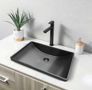 Раковина встраиваемая сверху ABBER Wasser Kreis AF2404MB 51 см чёрный матовый