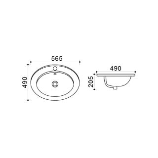 Раковина встраиваемая сверху Azario 56.5х47.5х18, фаянс (AZT808) Раковина встраиваемая сверху Azario 56.5х47.5х18, фаянс (AZT808)