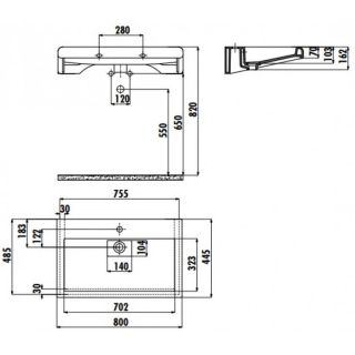 Раковина мебельная Creavit Epic EP080-00BM00E-0000 80 см базальт матовый