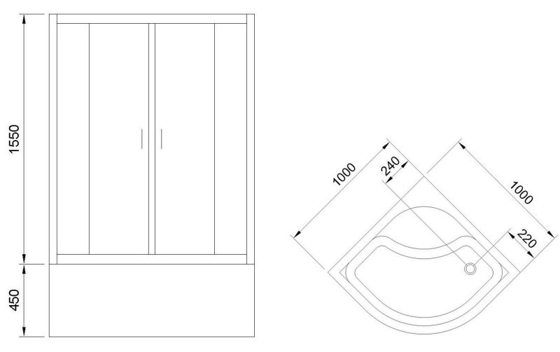 Душевой уголок Royal Bath BK 100x100см хром RB100BK-T-CH