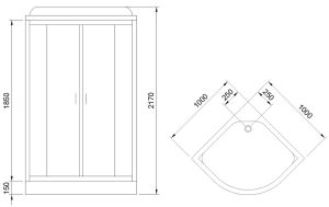 Душевая кабина Royal Bath HK стекло чёрное/прозрачное 100x100см RB100HK6-BT-CH