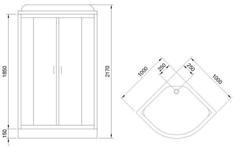 Душевая кабина Royal Bath HK стекло чёрное/прозрачное 100x100см RB100HK6-BT-CH