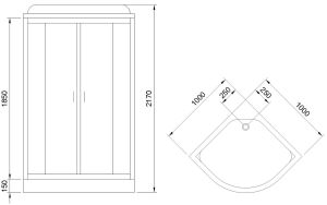 Душевая кабина Royal Bath HK стекло чёрное/прозрачное 100x100см RB100HK6-BT