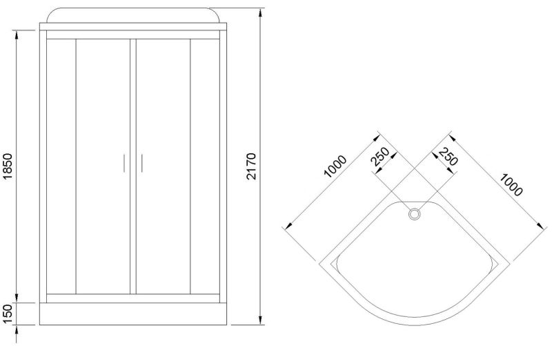 Душевая кабина Royal Bath HK стекло чёрное/прозрачное 100x100см RB100HK6-BT