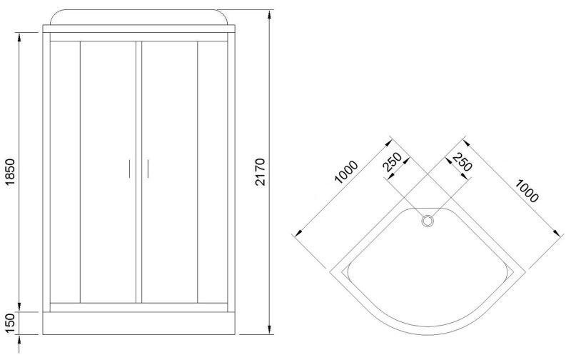 Душевая кабина Royal Bath HK стекло чёрное/прозрачное 100x100см RB100HK7-BT-CH