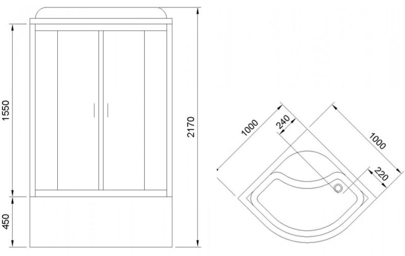 Душевая кабина Royal Bath NRW с парогенератором стекло прозрачное 100x100см RB100NRW-T-CH-P