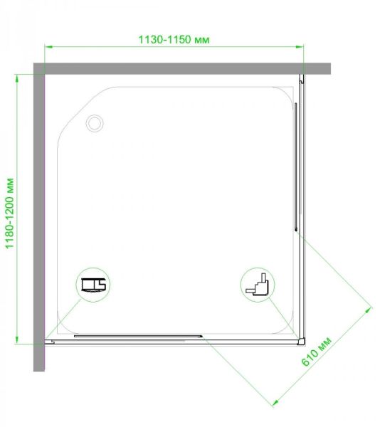 Душевой уголок Royal Bath HPD 115x120см белый RB12115HPD-T