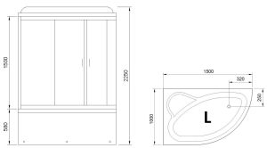 Душевой бокс Royal Bath ALP левый стекло прозрачное 150x100см RB150ALP-T-CH-L