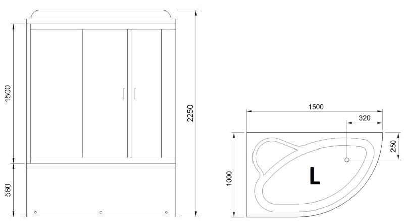 Душевой бокс Royal Bath ALP левый стекло прозрачное 150x100см RB150ALP-T-L