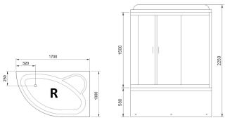 Душевой бокс Royal Bath ALP правый стекло прозрачное 170x100см RB170ALP-T-R