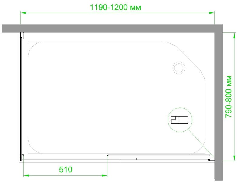 Душевой уголок Royal Bath 120x80см правый хром RB8012B-R