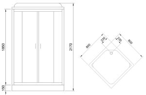 Душевая кабина Royal Bath HP стекло чёрное/прозрачное 80x80см RB80HP6-BT-CH