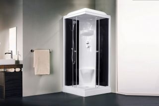 Душевая кабина Royal Bath HP стекло чёрное/прозрачное 80x80см RB80HP6-BT