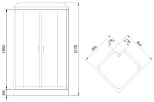 Душевая кабина Royal Bath HP стекло чёрное/прозрачное 80x80см RB80HP7-BT-CH