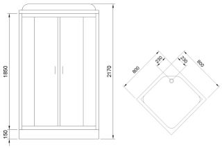 Душевая кабина Royal Bath HP стекло чёрное/прозрачное 80x80см RB80HP7-BT-CH