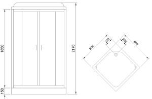 Душевая кабина Royal Bath HP стекло белое/прозрачное 80x80см RB80HP7-WT-CH