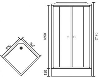 Душевая кабина Royal Bath HP стекло белое/прозрачное 80x80см RB80HP7-WT