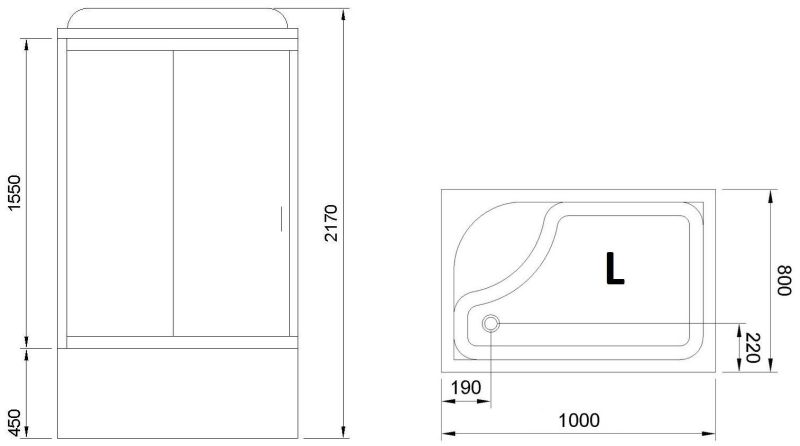 Душевая кабина Royal Bath BP левая стекло матовое 100x80см RB8100BP1-M-L