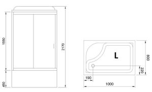 Душевая кабина Royal Bath BP левая стекло прозрачное 100x80см RB8100BP1-T-CH-L