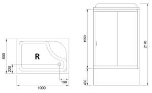 Душевая кабина Royal Bath BP правая стекло прозрачное 100x80см RB8100BP1-T-CH-R