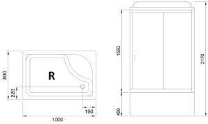 Душевая кабина Royal Bath BP правая стекло матовое 100x80см RB8100BP2-M-R